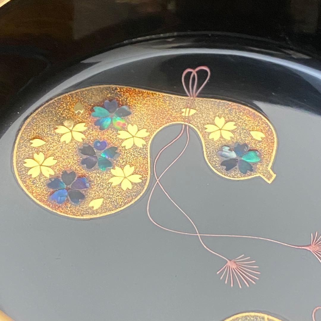 和紙貼六瓢蒔絵　大棗　瓢箪 麗子作　和紙貼　茶席