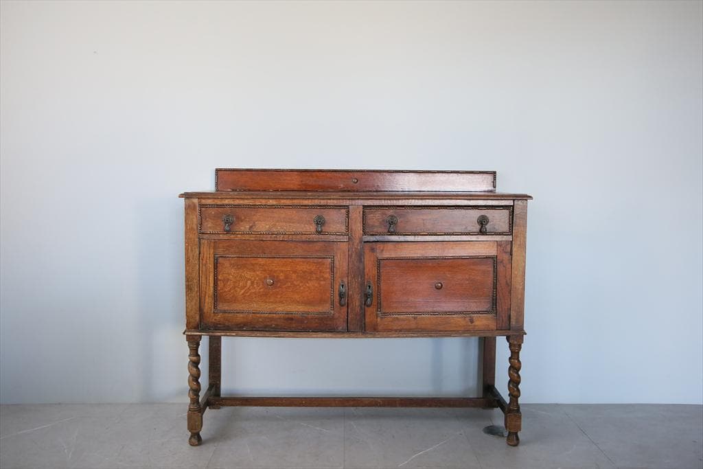 英国アンティーク木製サイドボード/キャビネット/チェスト/飾り棚(92-108)