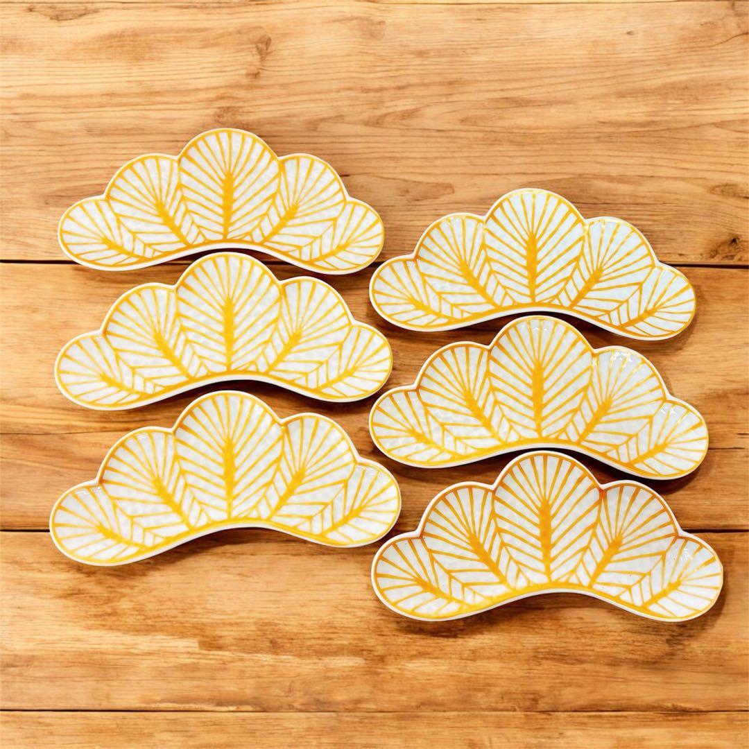 有田焼　幸楽窯　錦金松葉形前菜皿×6特別セット　15点セット