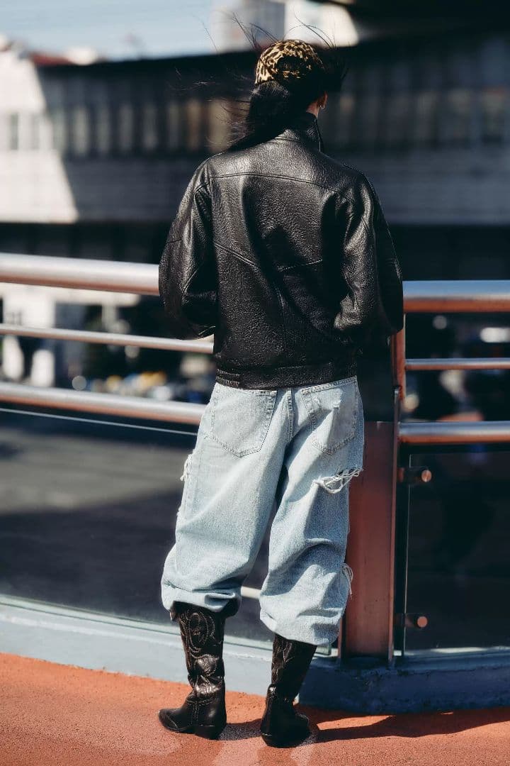 ZARAフェイクレザージャケット ブラック ハイネック L