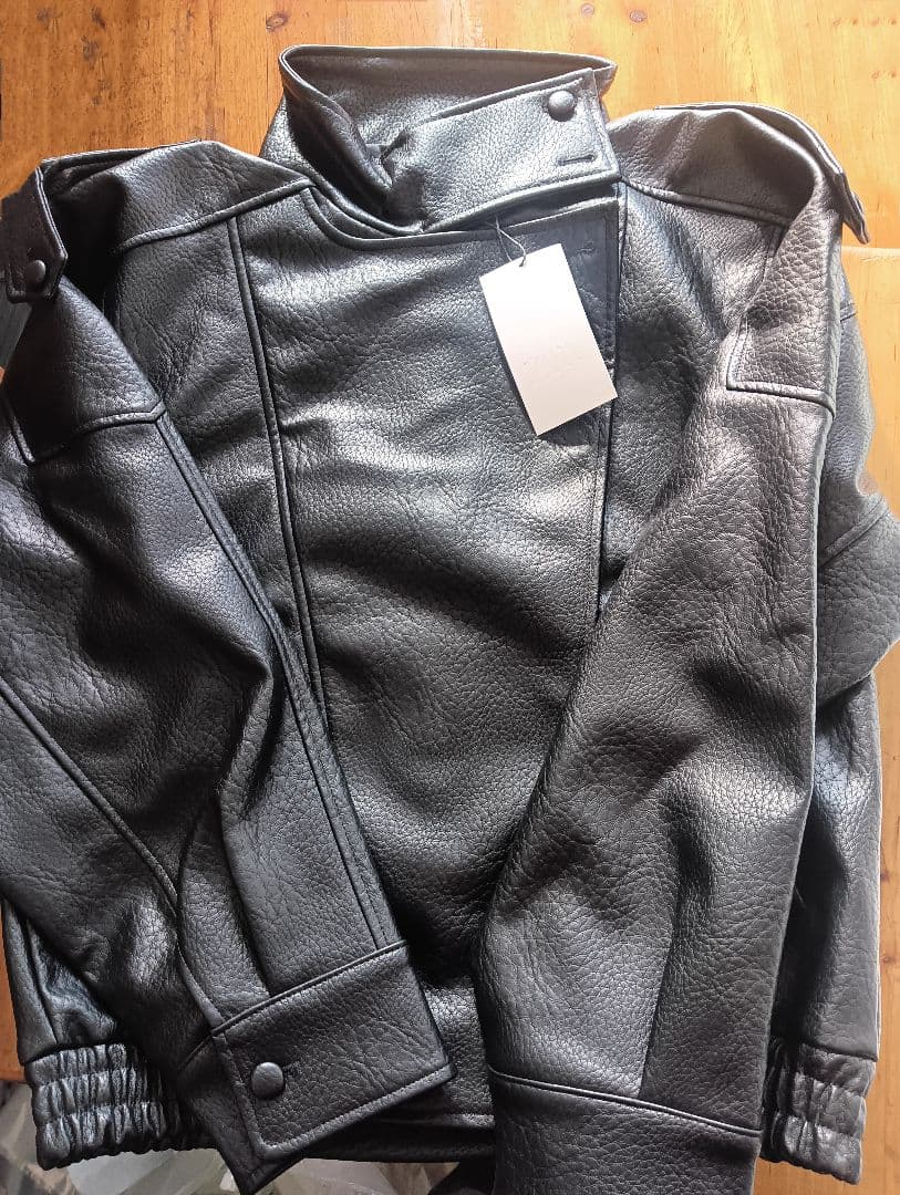 ZARAフェイクレザージャケット ブラック ハイネック L