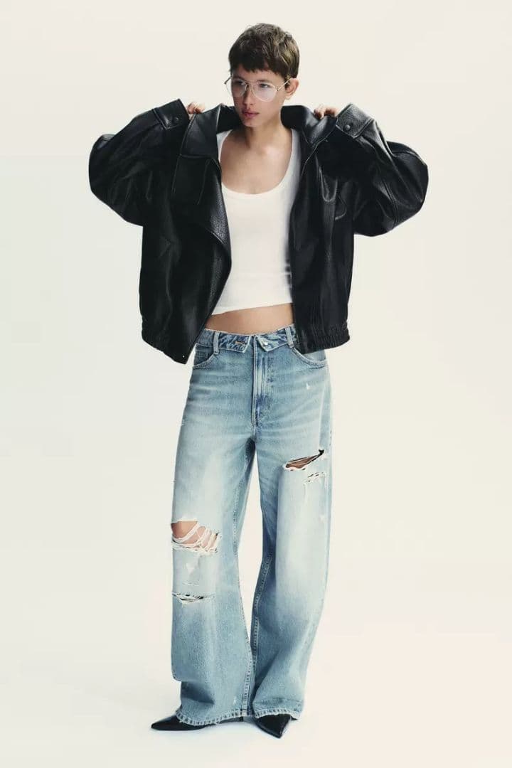 ZARAフェイクレザージャケット ブラック ハイネック L