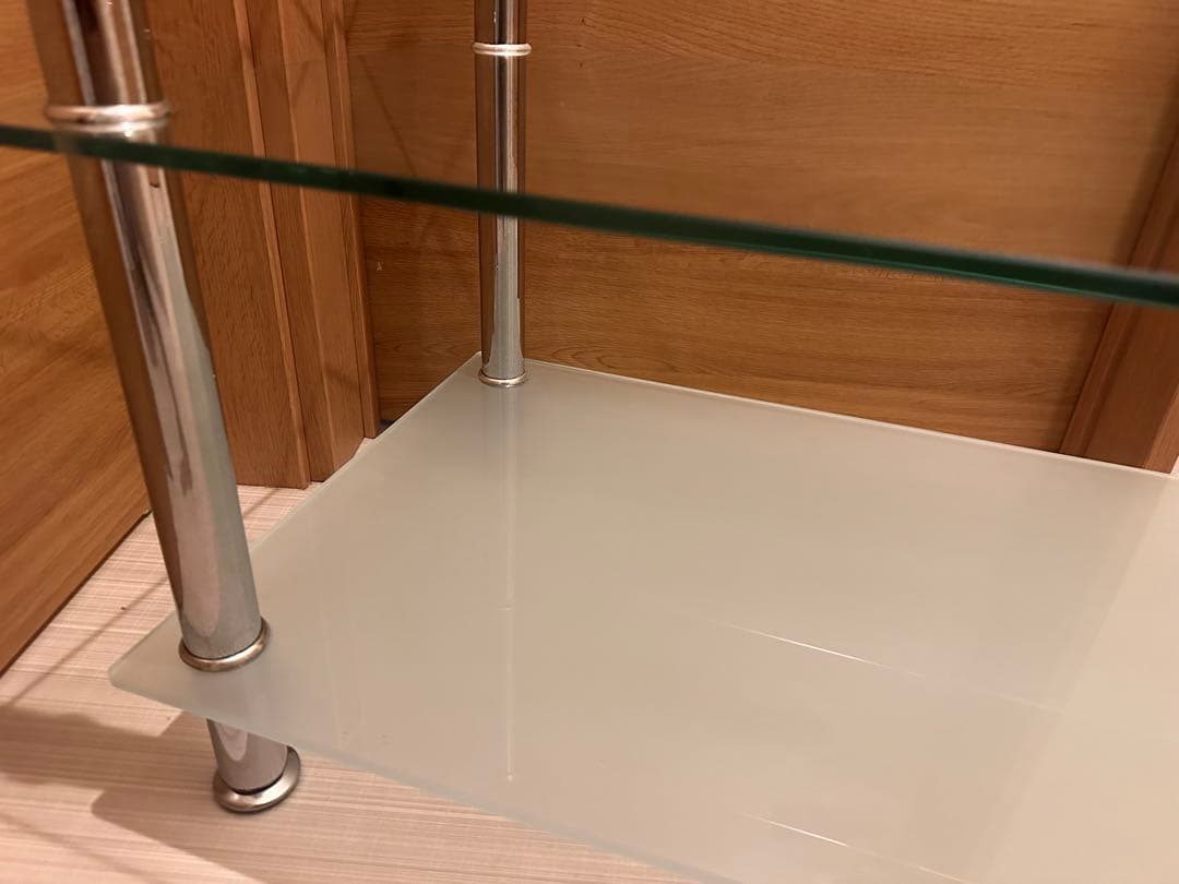 ガラス製3段シェルフ ミッドセンチュリー レトロモダン ポップ スペースエイジ