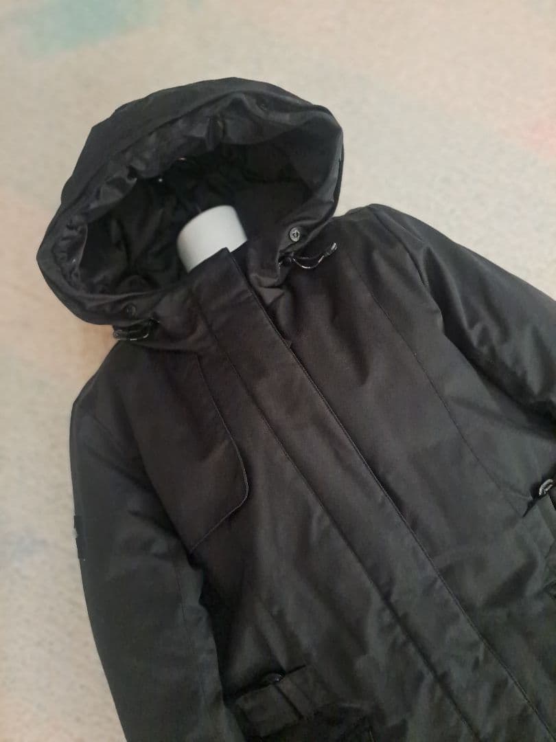 ★美品★【MILLET】レディースフード付ロング丈ダウンジャケット 黒　LL