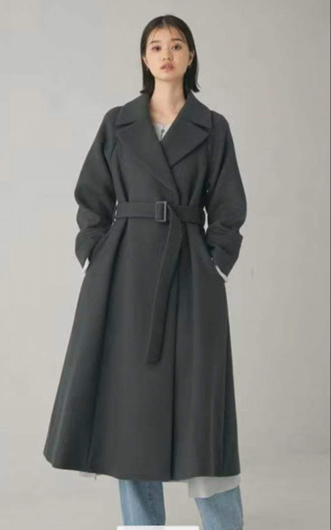 ＜EMMEL REFINES＞EM ベルテッド フレア ロングコート