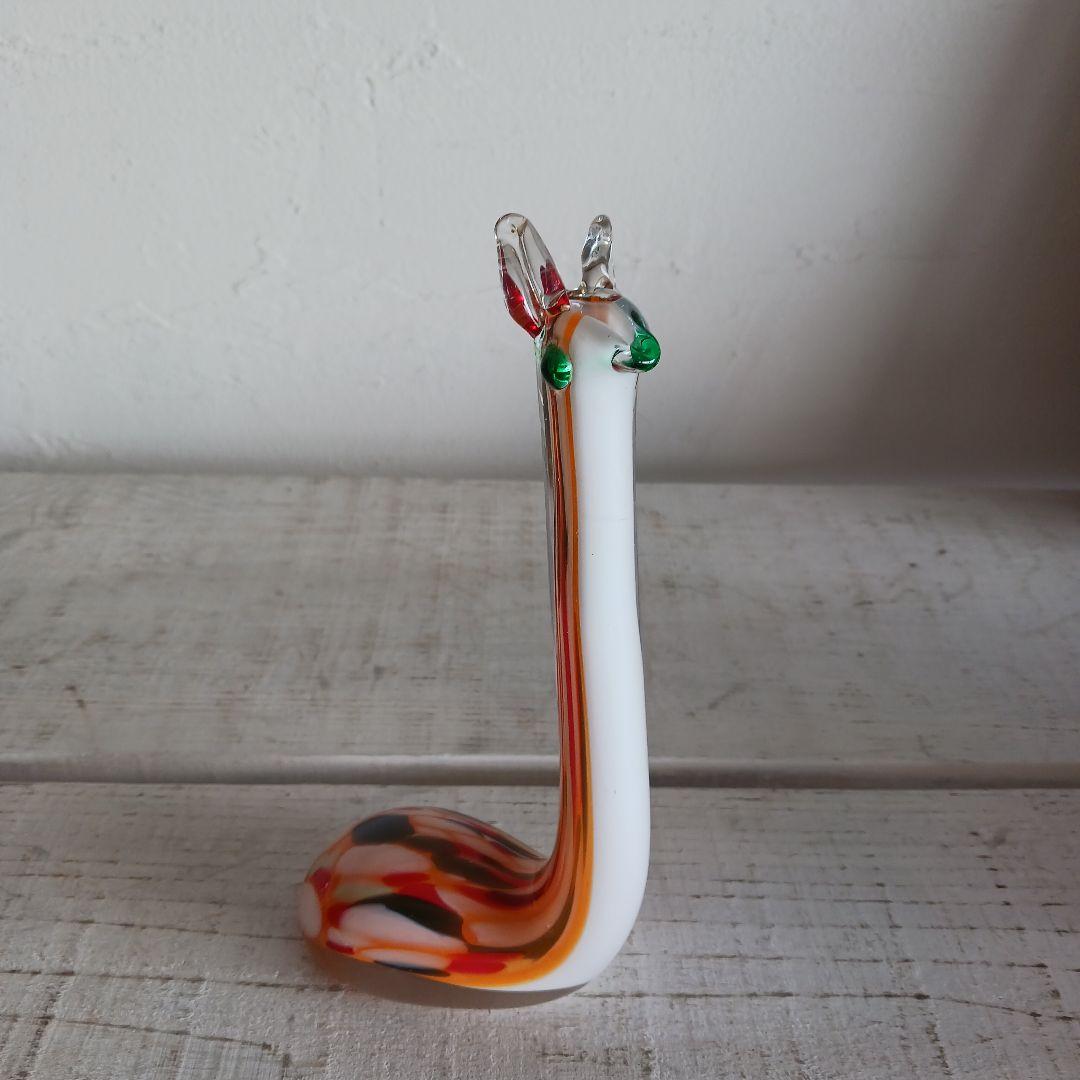 一輪挿し　ガラス　動物モチーフ　キリン