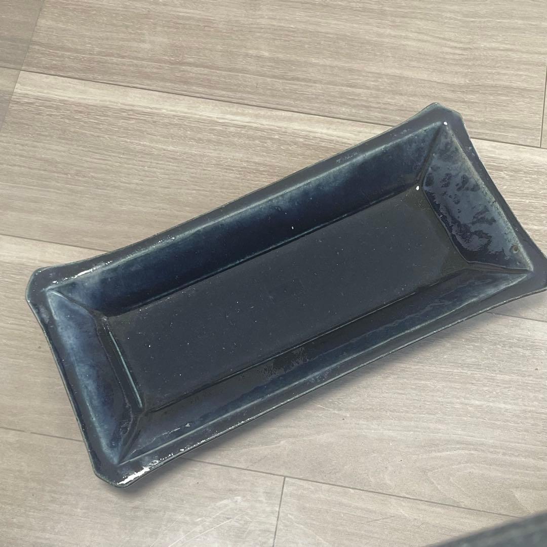 作家もの　すみ藍の長方形皿　田尾明子作