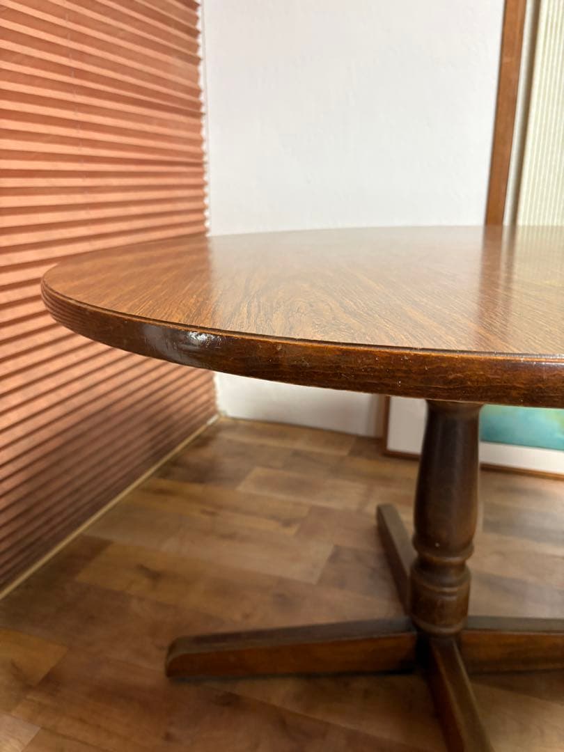 キツツキ　飛騨産業　昭和レトロ　ヴィンテージ　ダイニングテーブル　丸テーブル