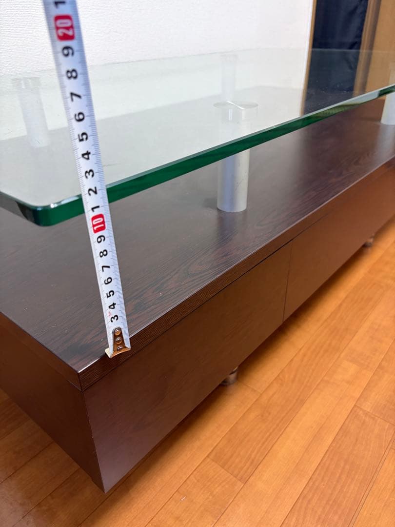 モダンガラステーブル ダークブラウン