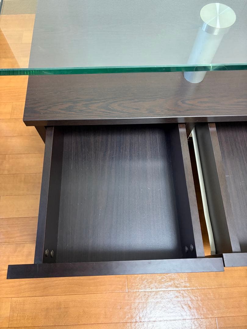 モダンガラステーブル ダークブラウン