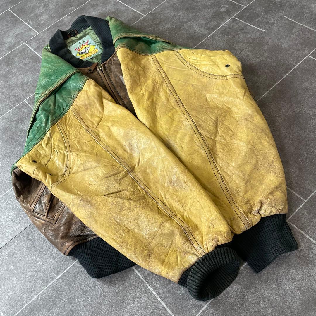 ヴィンテージ M.Julian 本革 レザーボンバージャケット 切替カラー