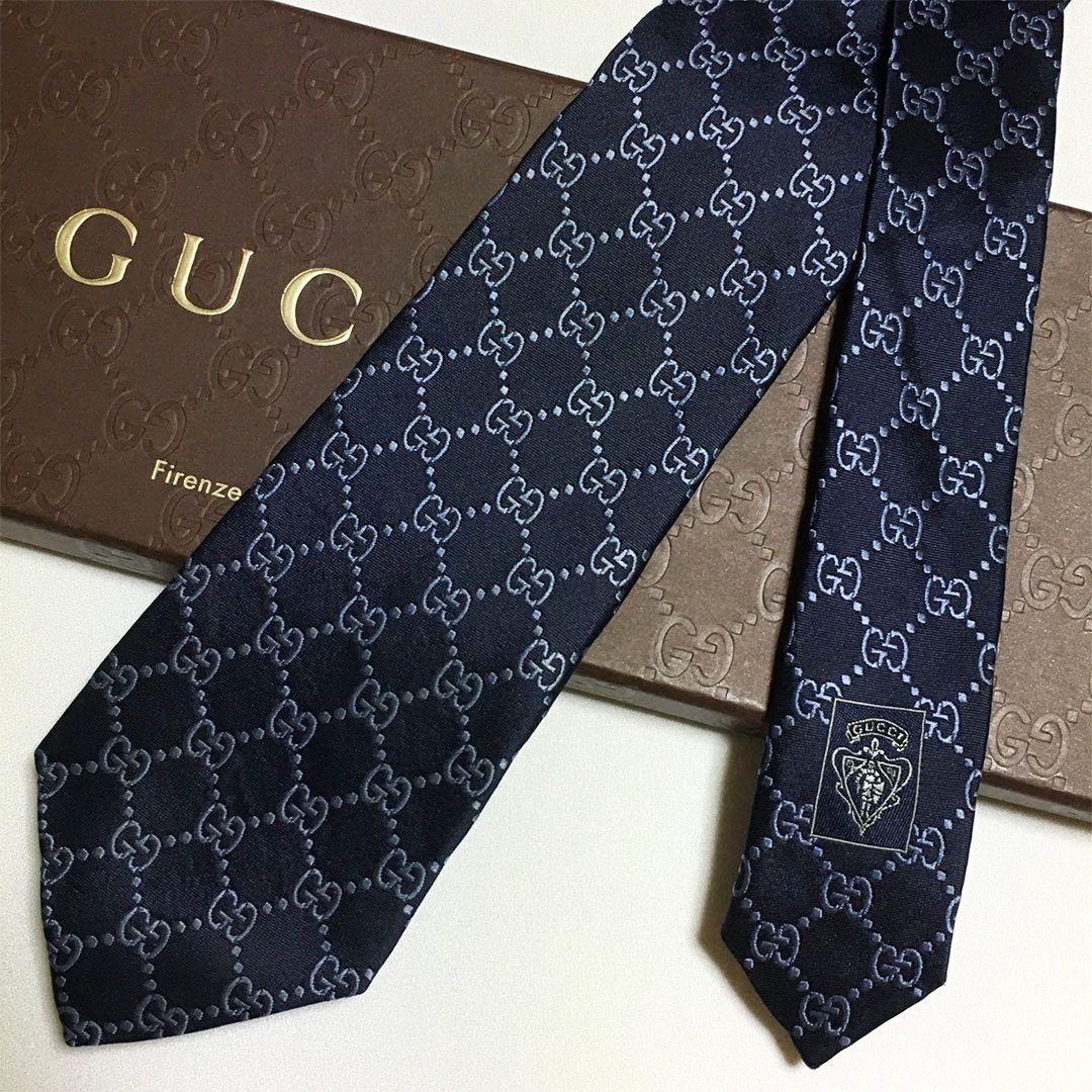 未使用級 グッチ GUCCI ネクタイ シルク GG柄 総柄 ダブルG グッチ