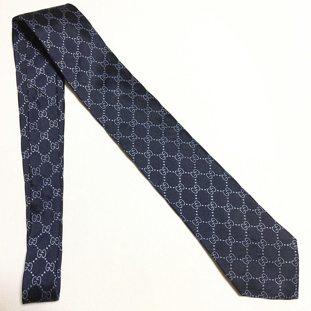 未使用級 グッチ GUCCI ネクタイ シルク GG柄 総柄 ダブルG グッチ