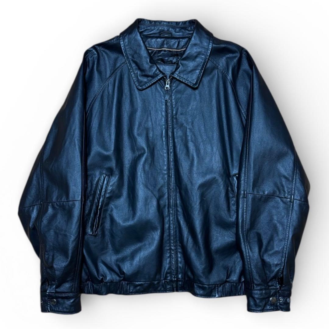 【90〜00s】セントジョンズベイ　レザージャケット　ブラック　Lサイズ