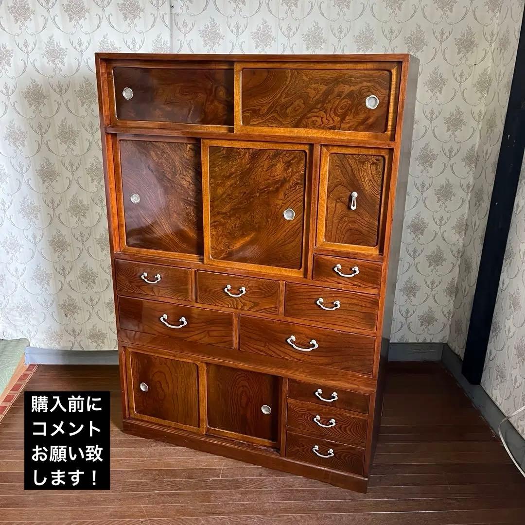 【アンティーク】昭和レトロ 木製 茶箪笥 食器棚 サイドボード 古民家 古家具