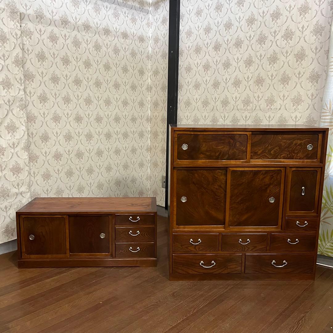 【アンティーク】昭和レトロ 木製 茶箪笥 食器棚 サイドボード 古民家 古家具