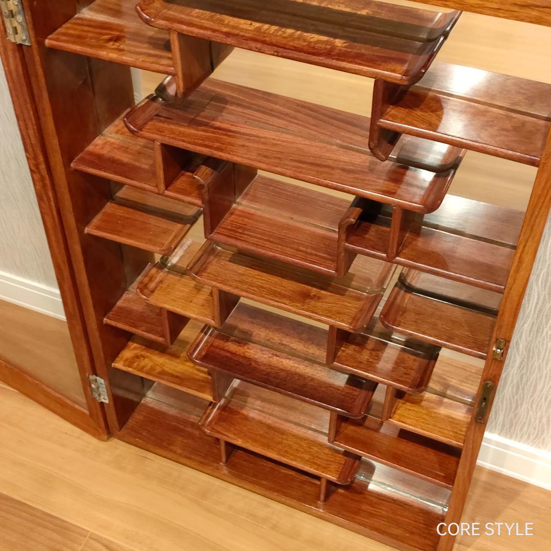 唐木家具　コレクションケース　鏡　壁掛け　アンティーク　A4