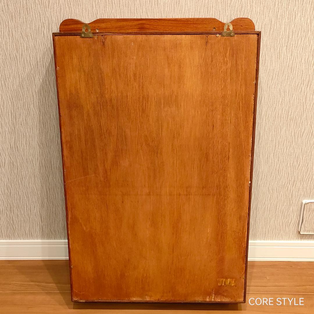 唐木家具　コレクションケース　鏡　壁掛け　アンティーク　A4