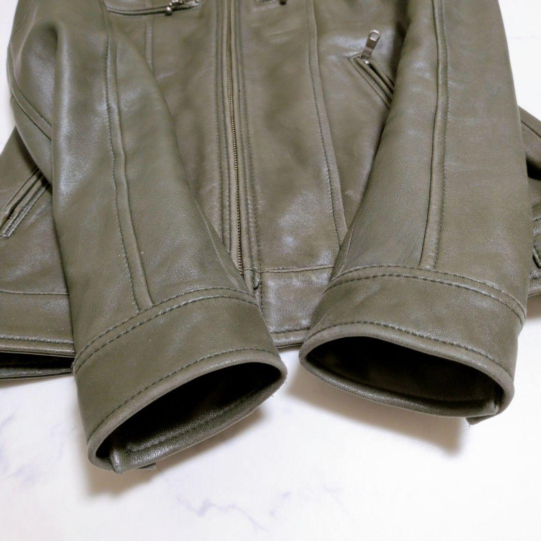 【希少カラー】メンズビギ シングルライダース ラムレザー カーキブラウン М