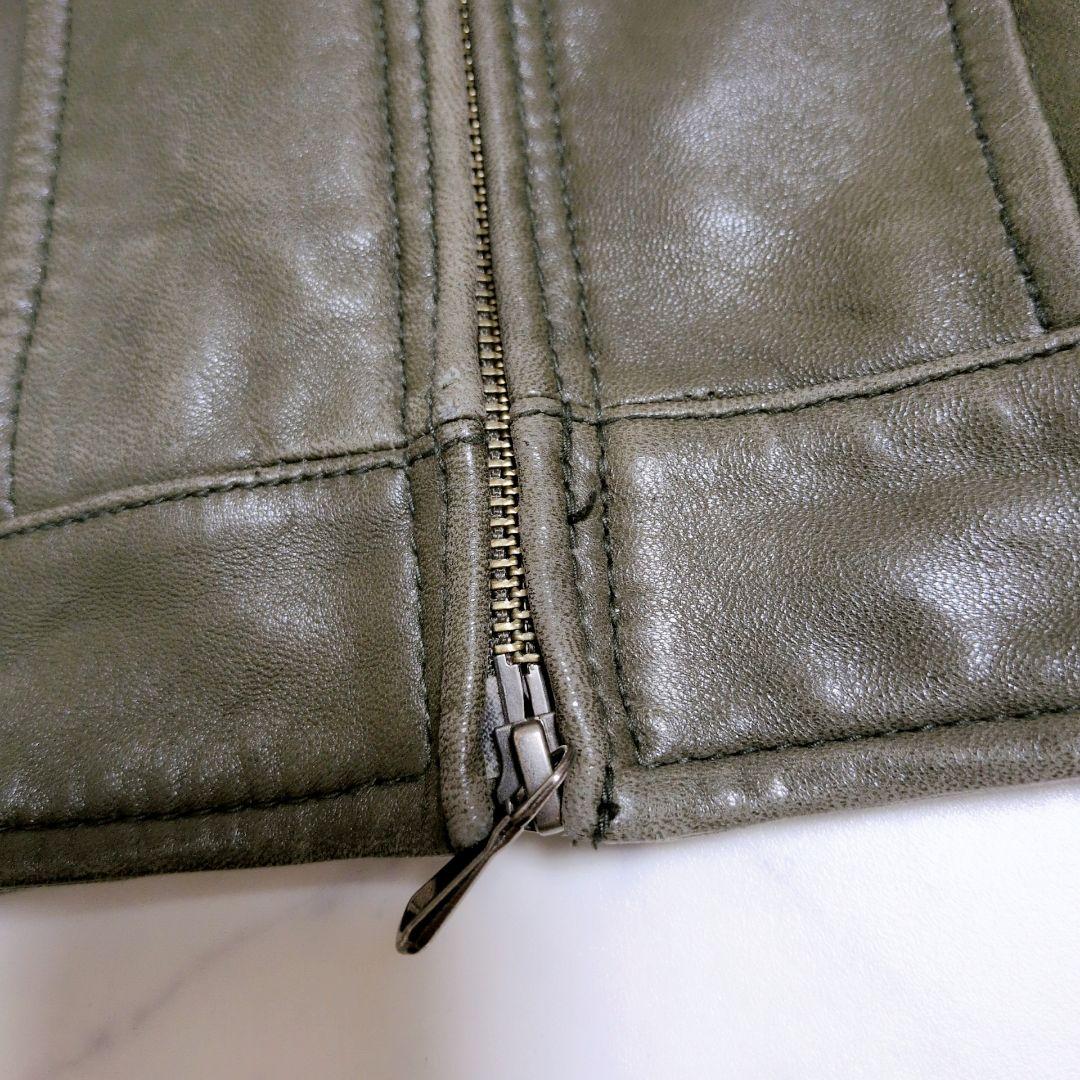 【希少カラー】メンズビギ シングルライダース ラムレザー カーキブラウン М