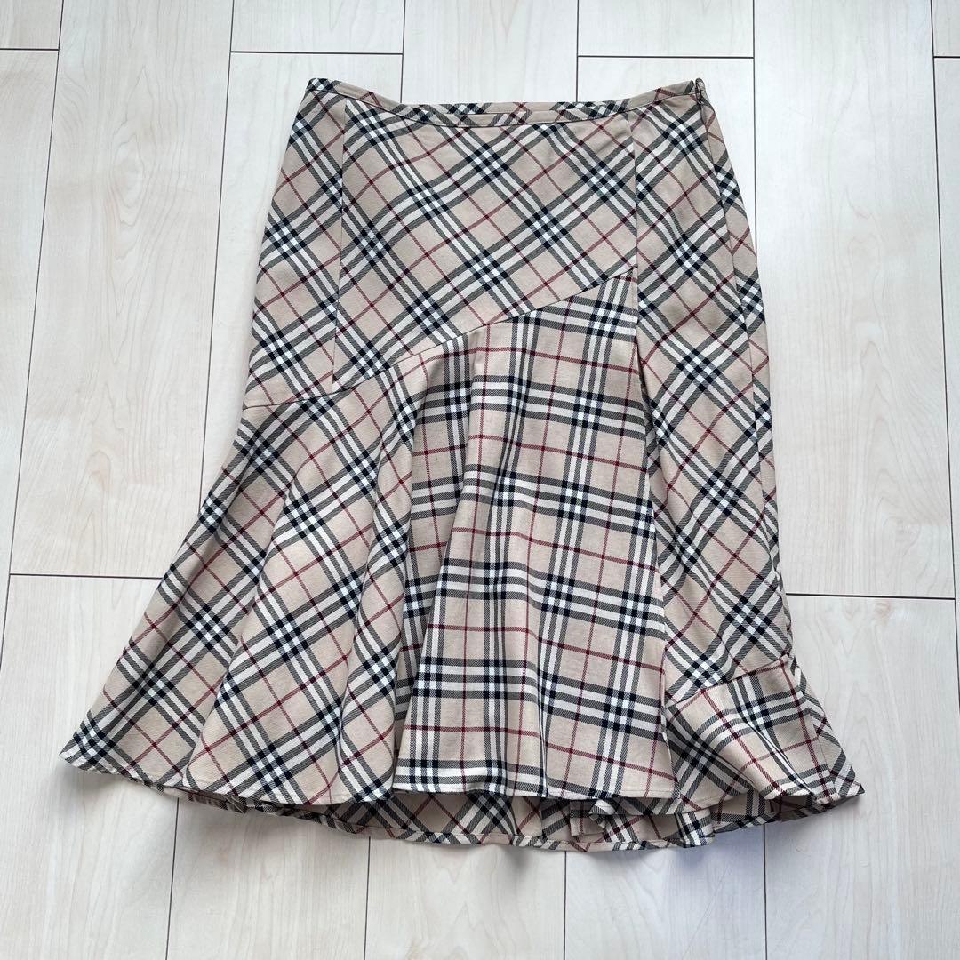 Y2K バーバリーブルーレーベル ノバチェック スカート マーメイド スリット