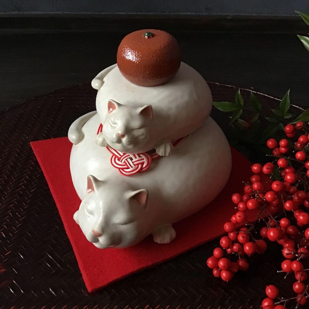 重ね猫(*´꒳`*) 猫鏡餅 蜜柑&ねずみ(限定)タイプB