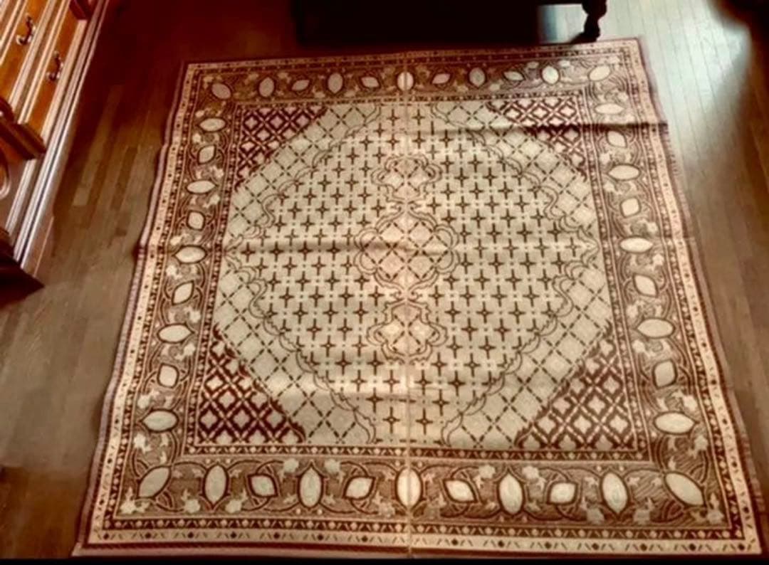 添島勲商店 国産 い草花ござ ラグ マハラジャ 約190×190cm　茶系