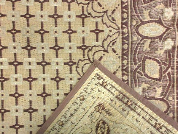 添島勲商店 国産 い草花ござ ラグ マハラジャ 約190×190cm　茶系