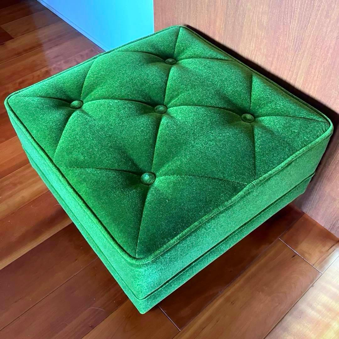 ✨美品✨カリモク60 モケットグリーン オットマン ウォールナット