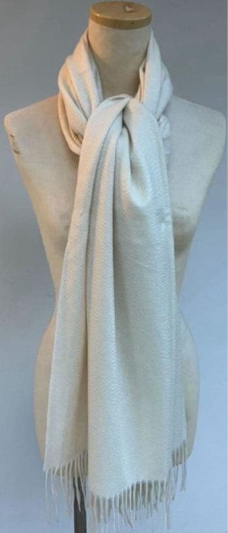 フワフワ しっとり無染色カシミア100%新品 超大判ストール ホワイトZARUD