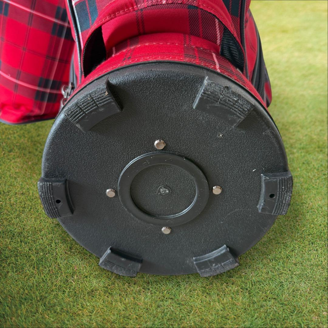 美品　パーリーゲイツ　キャディ バッグ　9型　赤　チェック　色褪せ無し