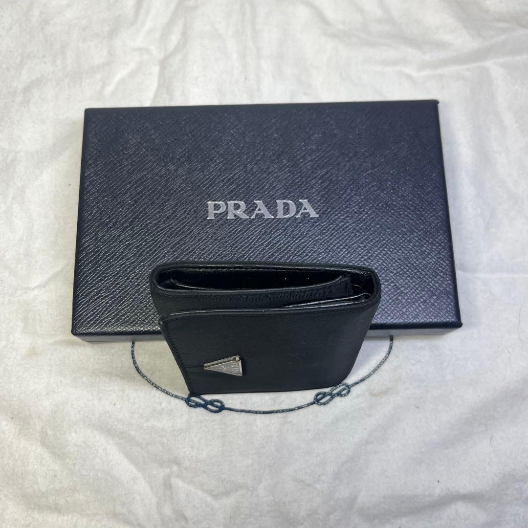 正規品　PRADA プラダ　三つ折り財布　三角プレート　ブラック　ナイロン