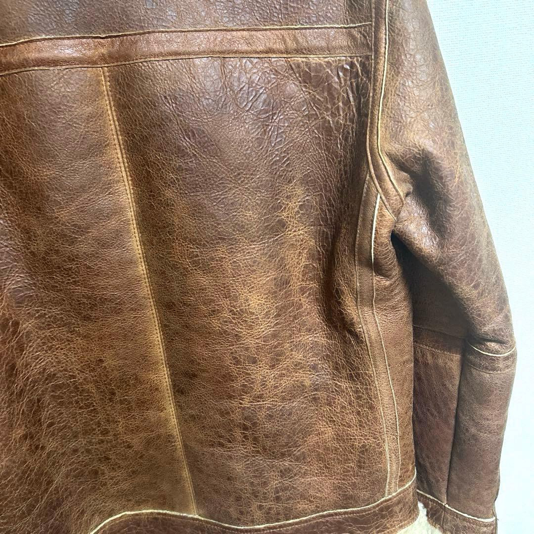 バーバリーブラックレーベル ムートン ジャケット 羊革 Ｌフライトジャケット