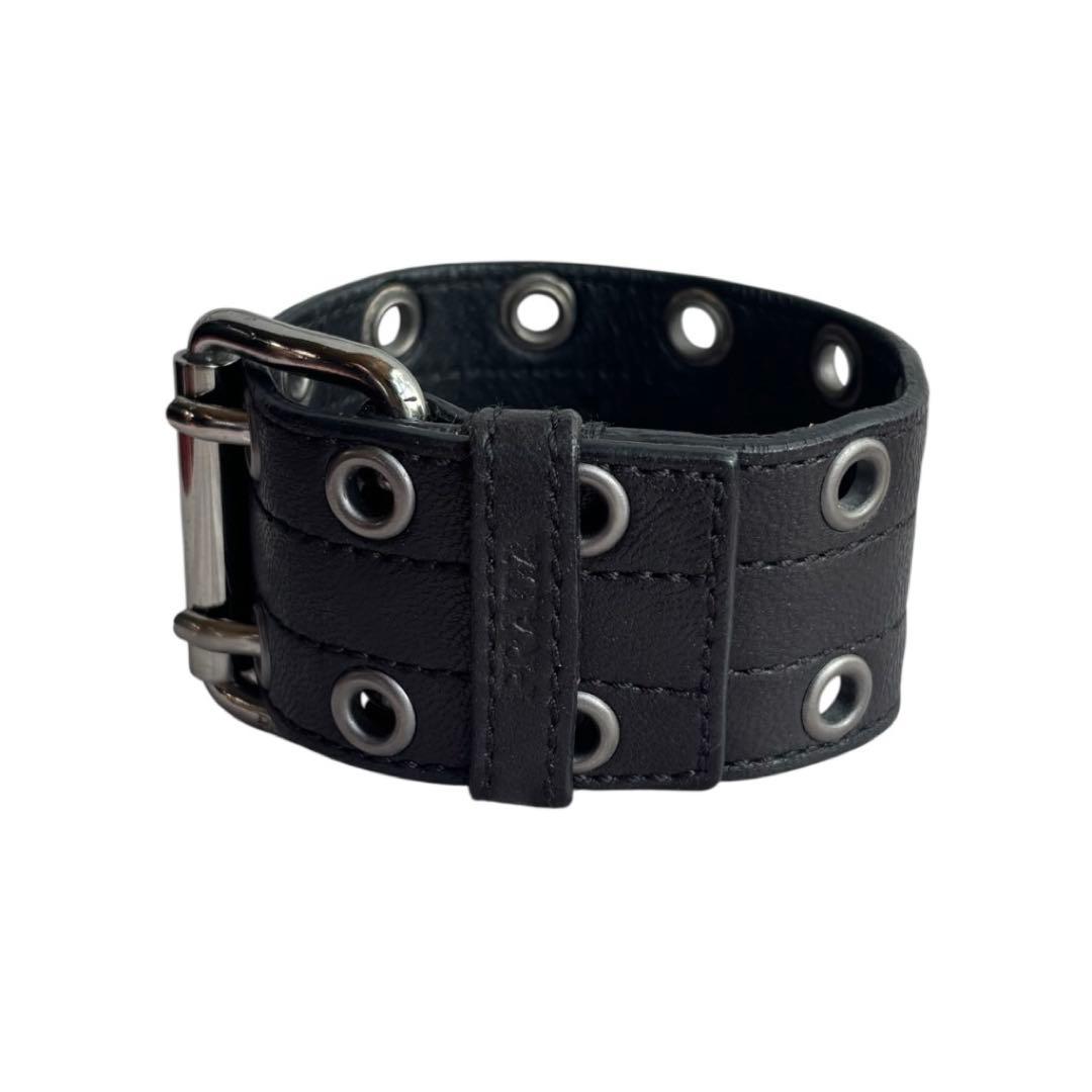 PRADA レザー ダブルアイレット ロゴ ブレスレット