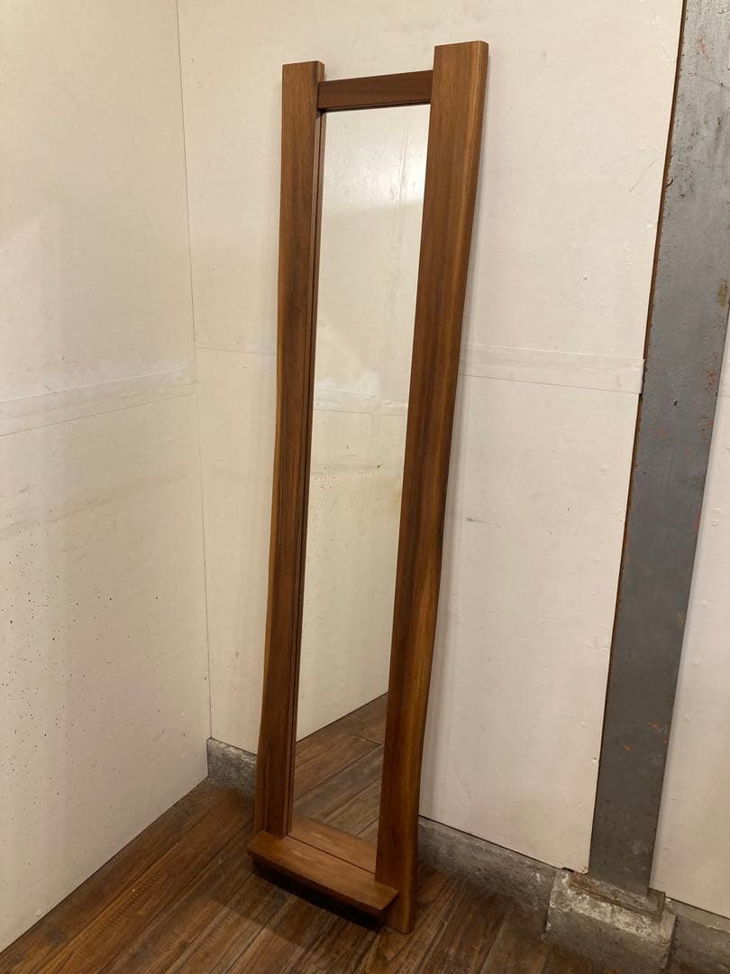 家具工房 雉子舎 ウォールナット 無垢材 台付 ウォールミラー 壁掛け 姿見