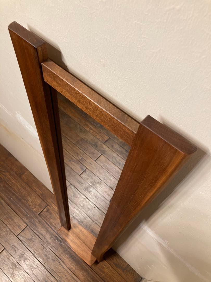 家具工房 雉子舎 ウォールナット 無垢材 台付 ウォールミラー 壁掛け 姿見