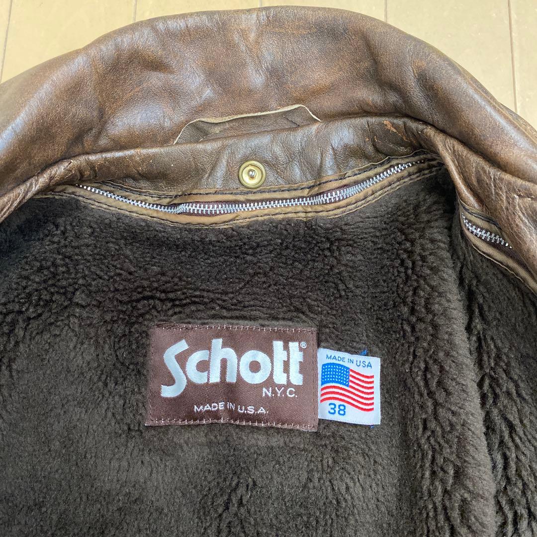 Schott ブラウン レザージャケット　バイクジャケット
