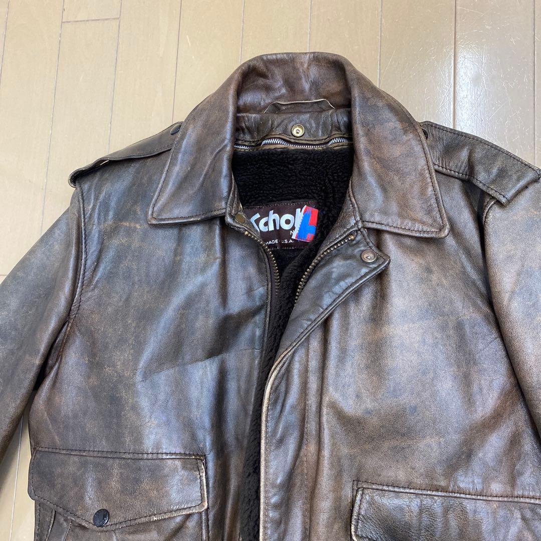 Schott ブラウン レザージャケット　バイクジャケット