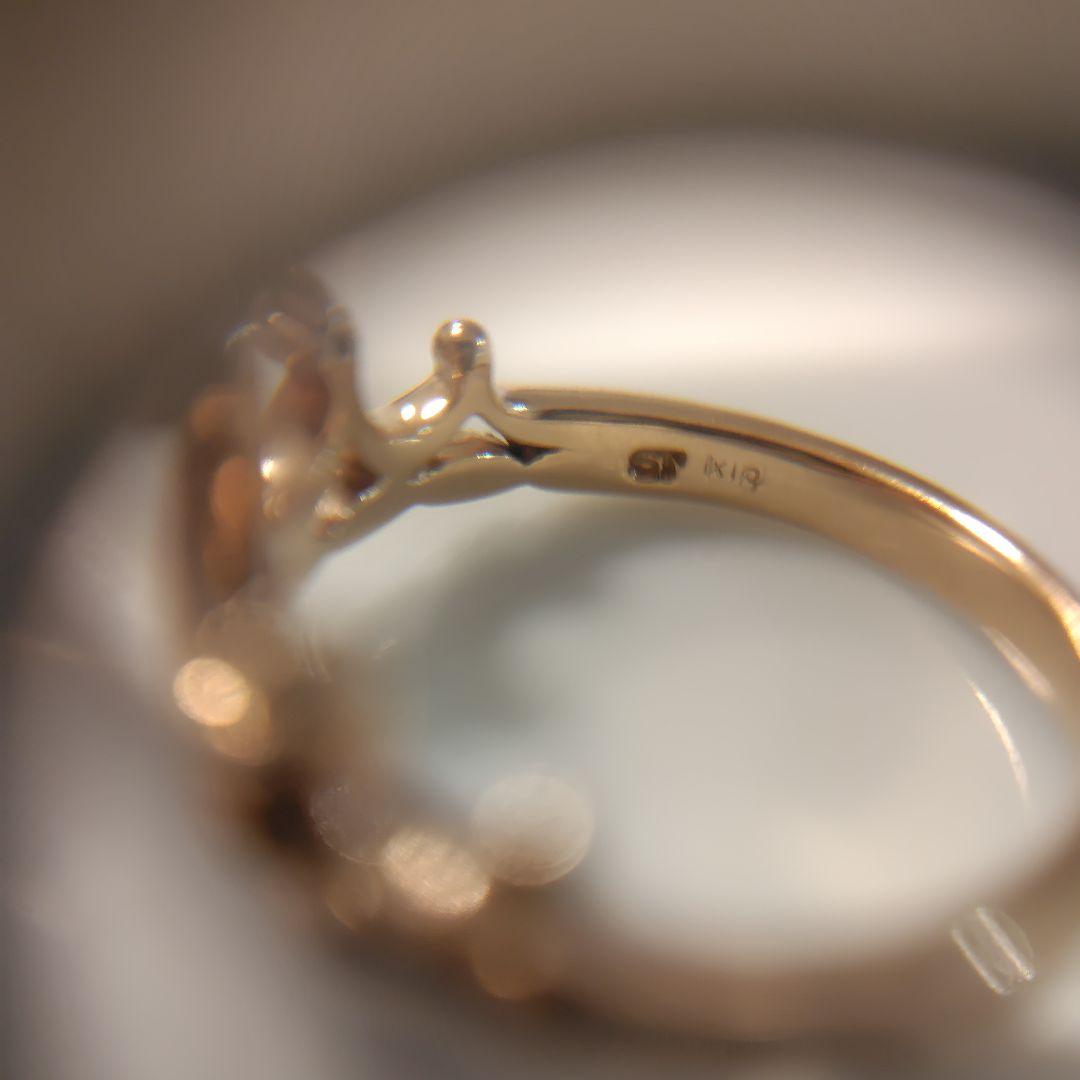 K18 ピンクトルマリン ダイヤモンド リング 7号 王冠 クラウン