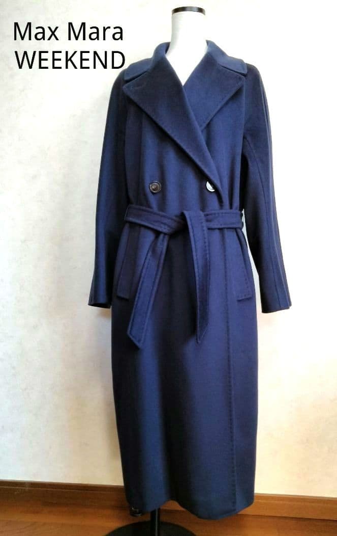 マックスマーラ　ウィークエンド　ダークブルー ロングコート 40　レディース