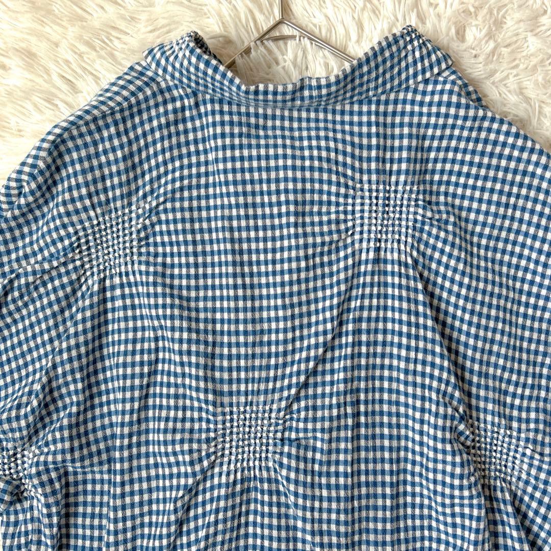 HaaT ISSEY MIYAKE　半袖ドルマンブラウス 絞りシワ加工 チェック