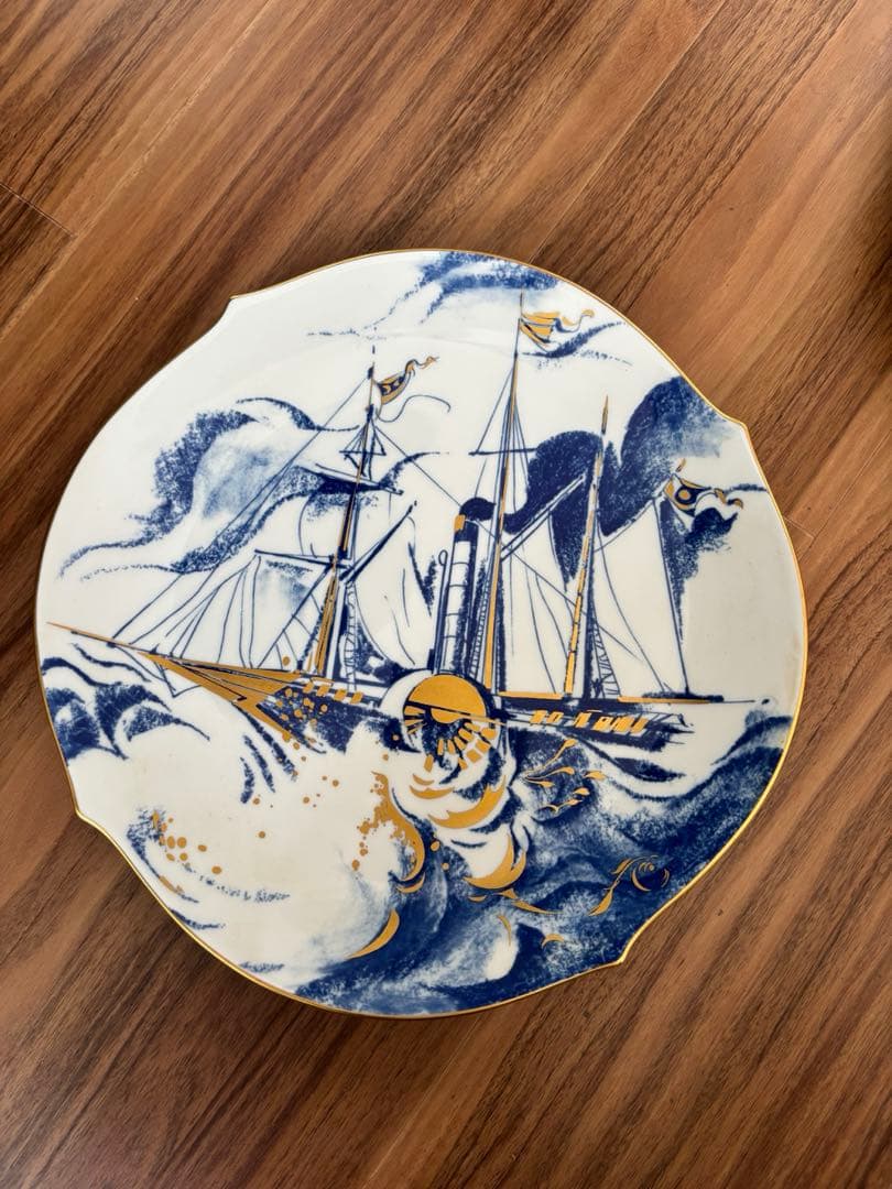 【美品】マイセン　イヤープレート　2001年　郵便蒸気船