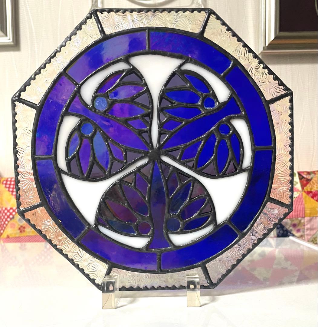 ステンドグラスパネル【葵紋】