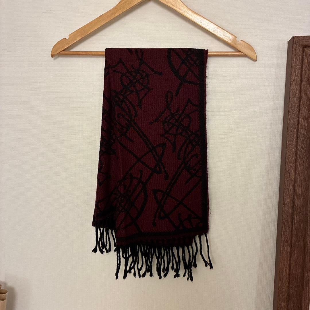 Vivienne Westwood　オーブ総柄 マフラー　赤黒リバーシブル