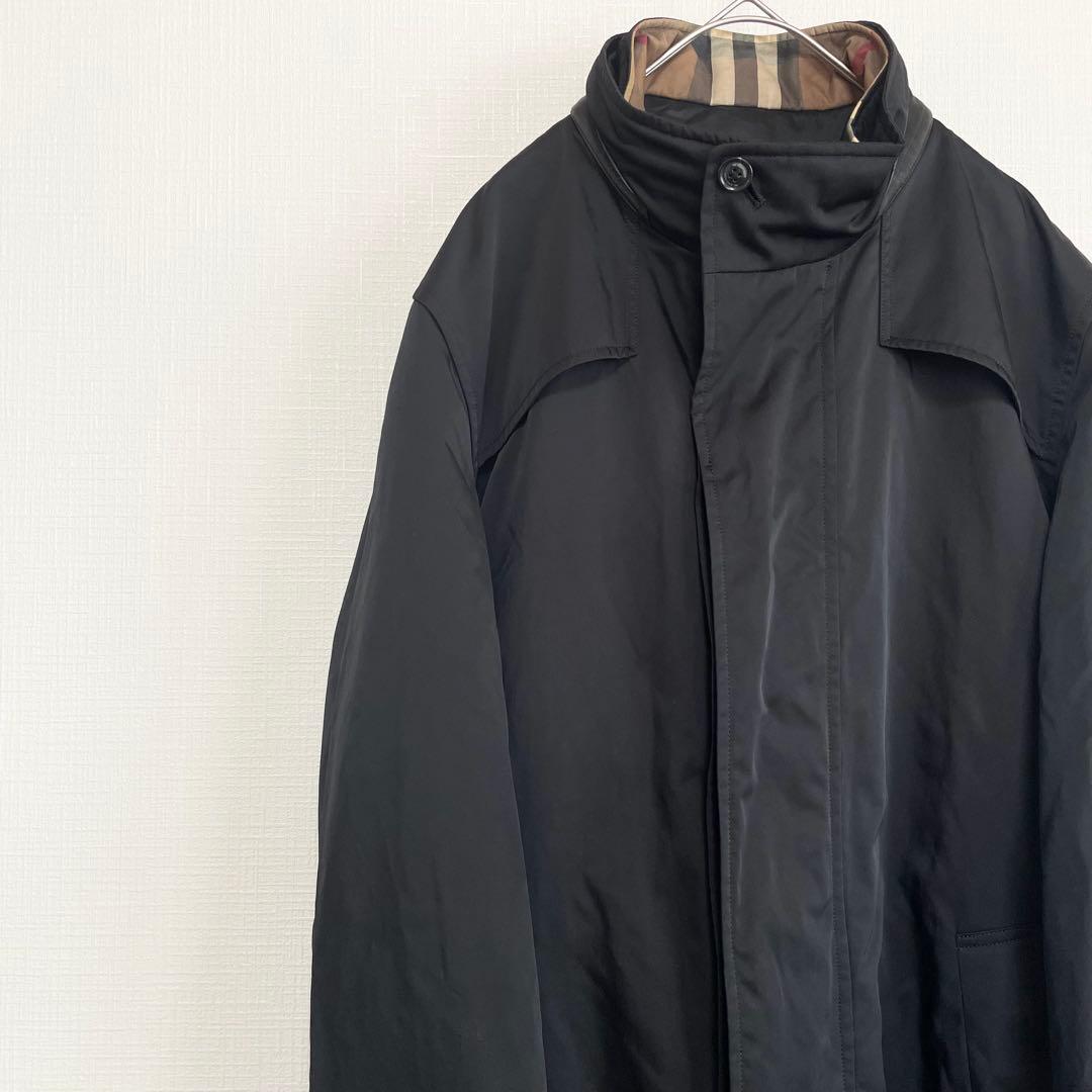 バーバリー ステンカラーコート【M】ブラック シンプル 仕事 春 ライナー脱着