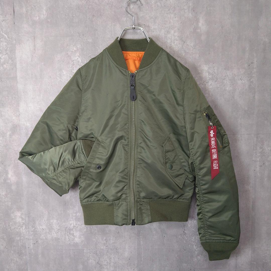 ✨美品 アルファインダストリーズ MA-1 フライトジャケット カーキ オレンジ