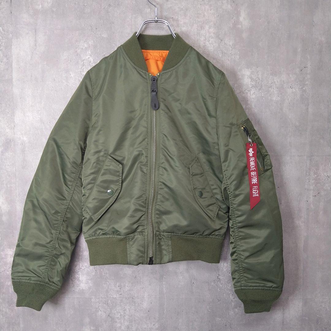 ✨美品 アルファインダストリーズ MA-1 フライトジャケット カーキ オレンジ