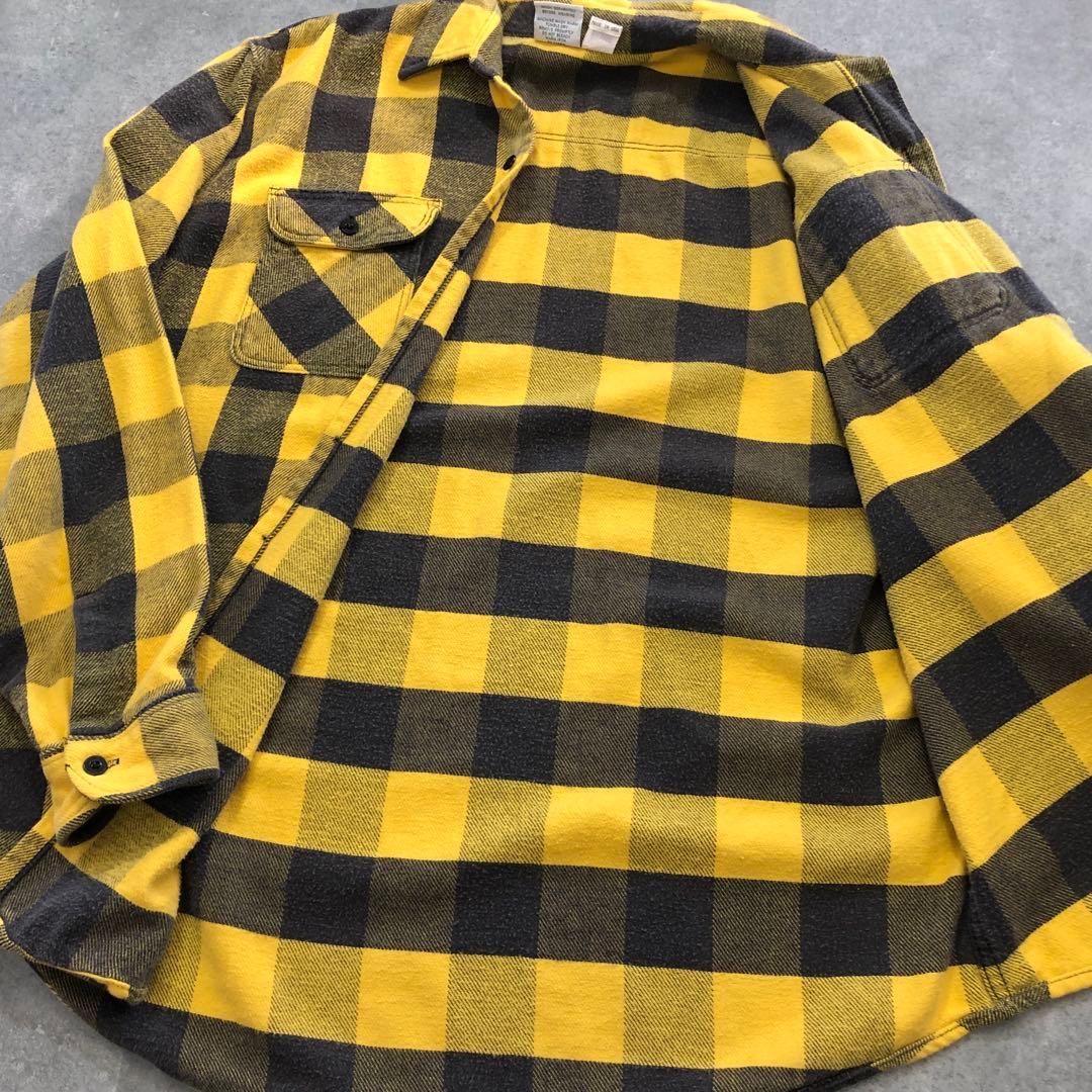 90s USA製 Prentiss ネルシャツ バッファローチェック イエロー