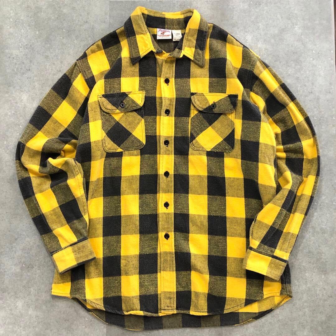 90s USA製 Prentiss ネルシャツ バッファローチェック イエロー