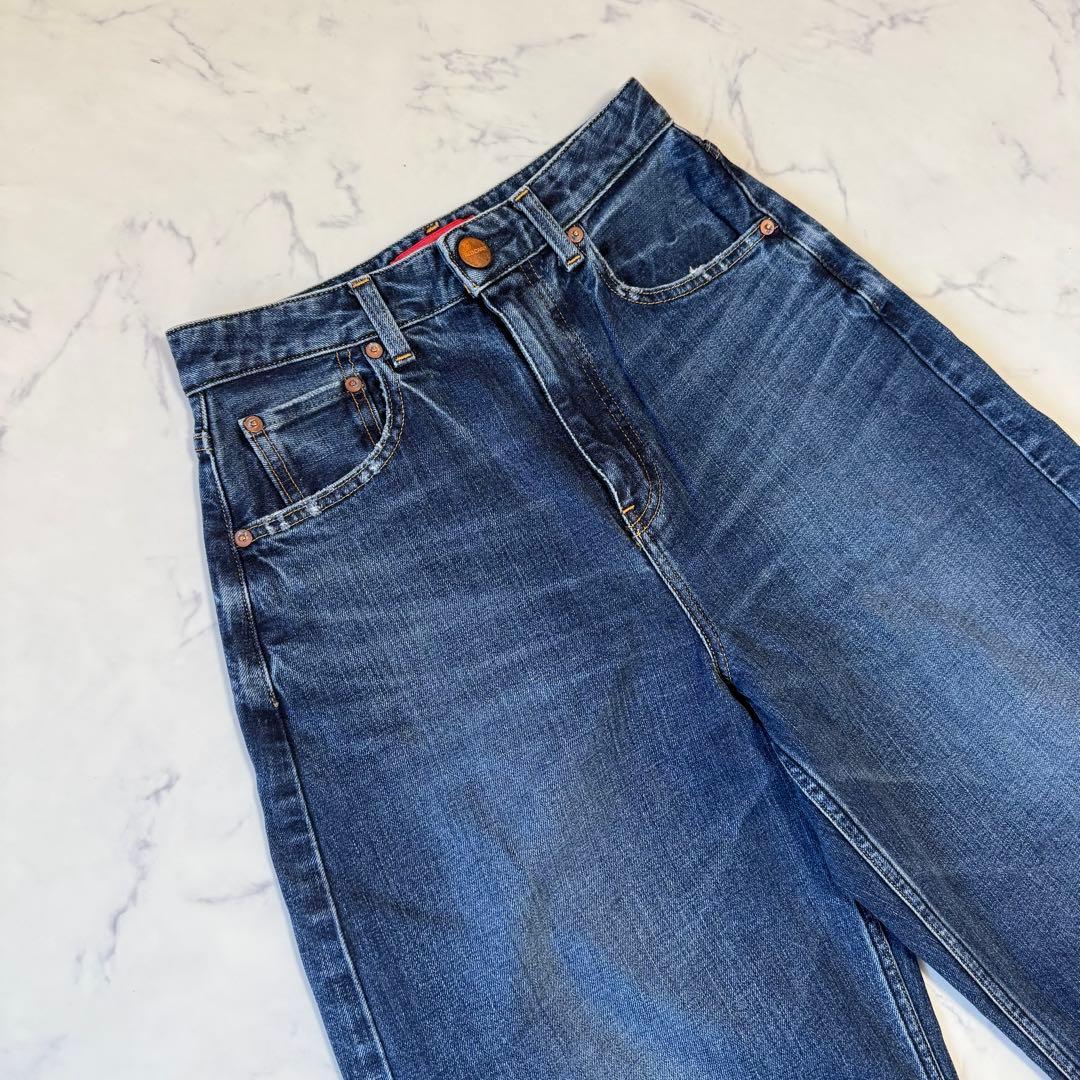 美品 RED CARD TOKYO カーブバギーデニム 23 ネイビー